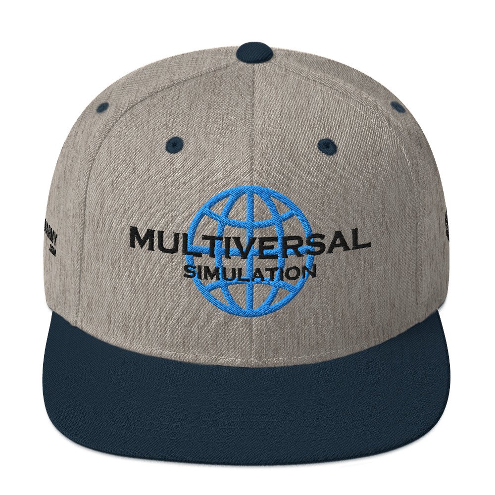 Multiversal Simulation Snapback Cap – Unisex Holographic Universe Clothes (Black Text) - Image 13