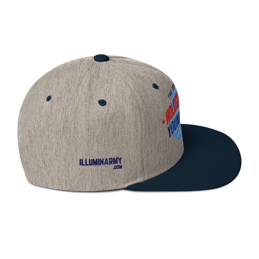 Holographic YOUniverse Snapback Cap – Holographic Universe Clothes Unisex (Navy Text) - Image 20