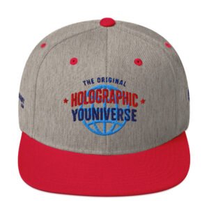 Holographic YOUniverse Snapback Cap – Holographic Universe Clothes Unisex (Navy Text)
