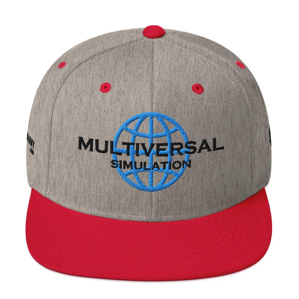 Multiversal Simulation Snapback Cap – Unisex Holographic Universe Clothes (Black Text) - Image 17