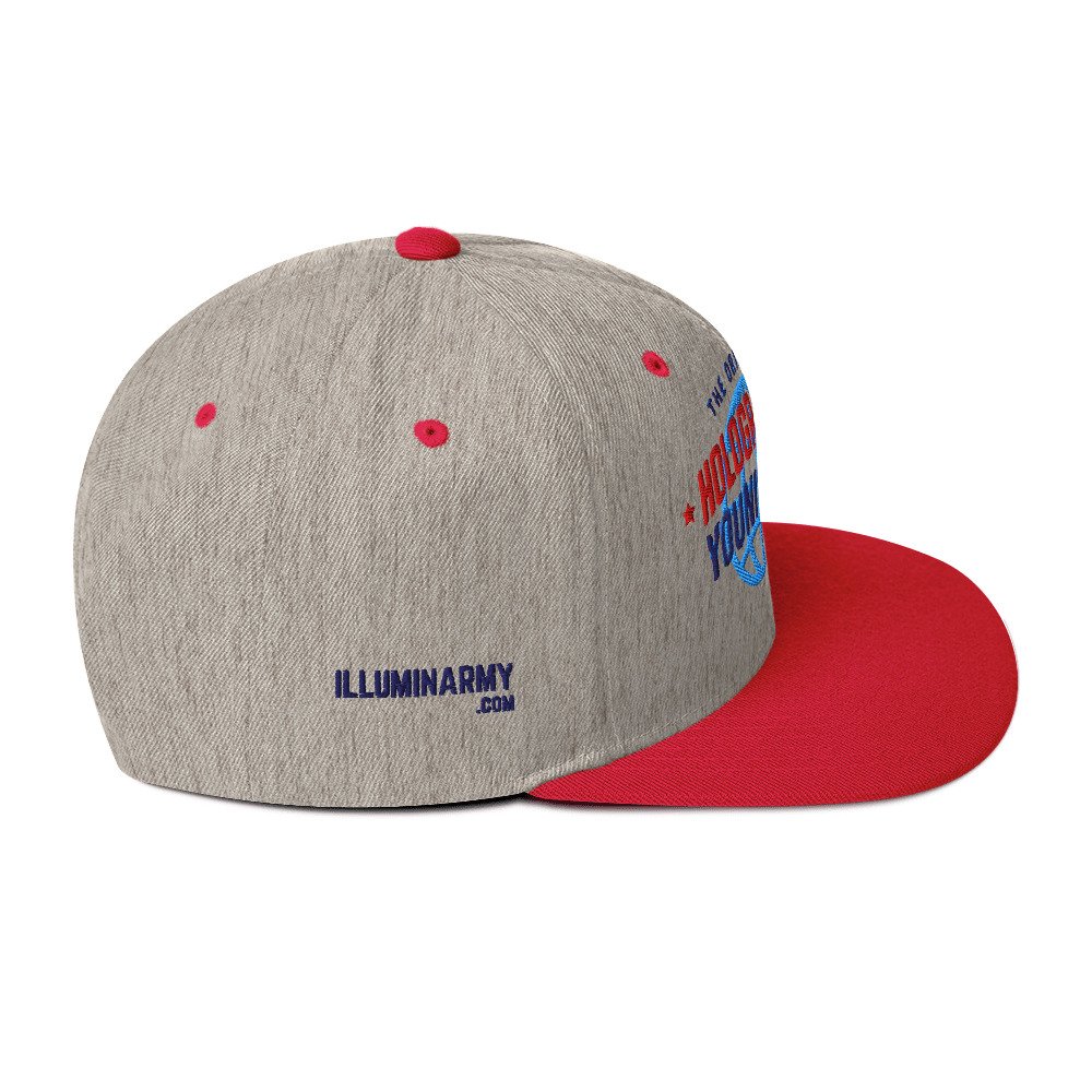 Holographic YOUniverse Snapback Cap – Holographic Universe Clothes Unisex (Navy Text) - Image 4