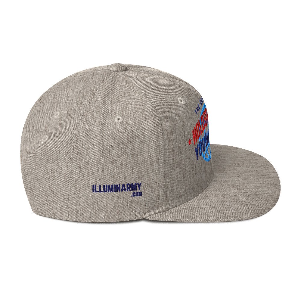Holographic YOUniverse Snapback Cap – Holographic Universe Clothes Unisex (Navy Text) - Image 24