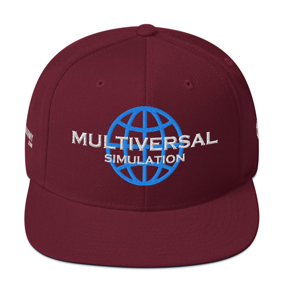 Multiversal Simulation Snapback Cap – Unisex Holographic Universe Clothes (White Text) - Image 25