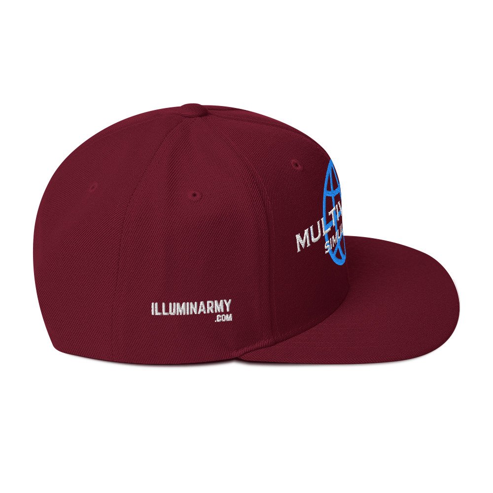 Multiversal Simulation Snapback Cap – Unisex Holographic Universe Clothes (White Text) - Image 28