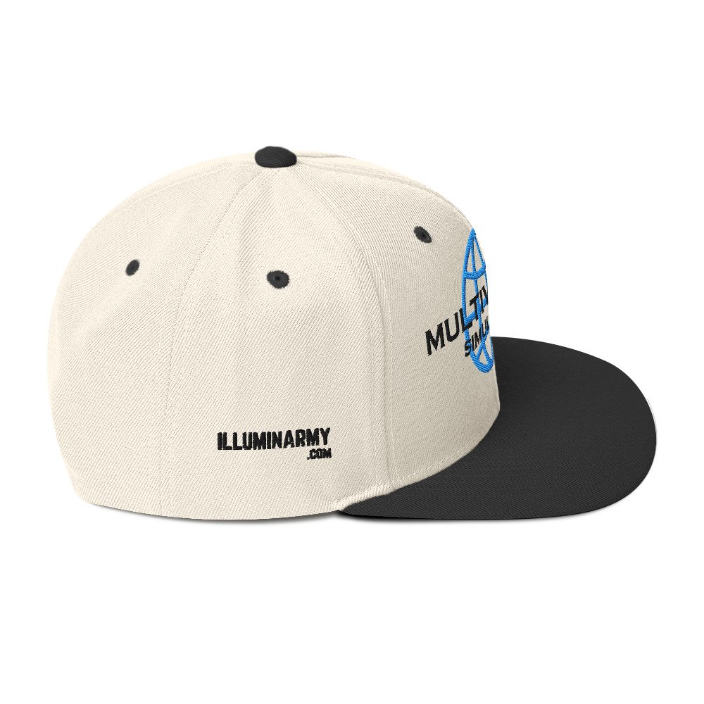 Multiversal Simulation Snapback Cap – Unisex Holographic Universe Clothes (Black Text) - Image 28