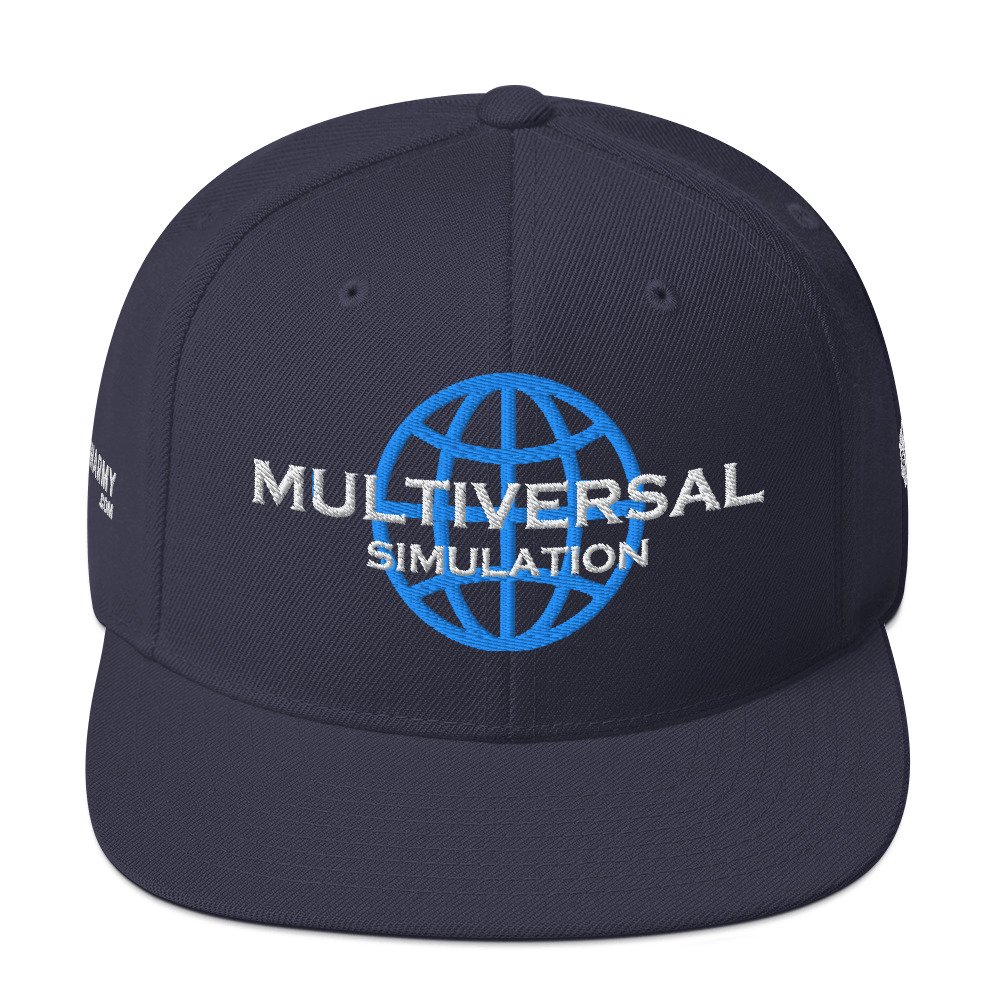 Multiversal Simulation Snapback Cap – Unisex Holographic Universe Clothes (White Text) - Image 33