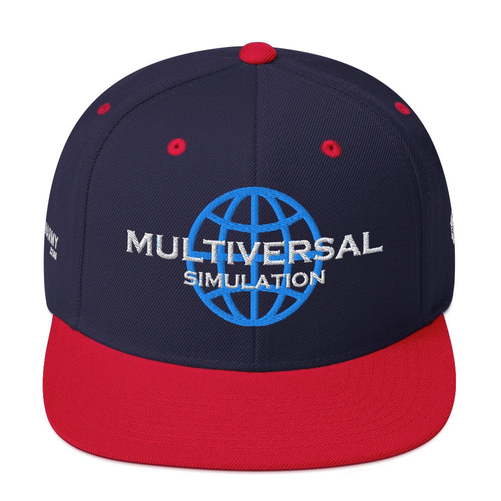Multiversal Simulation Snapback Cap – Unisex Holographic Universe Clothes (White Text) - Image 37
