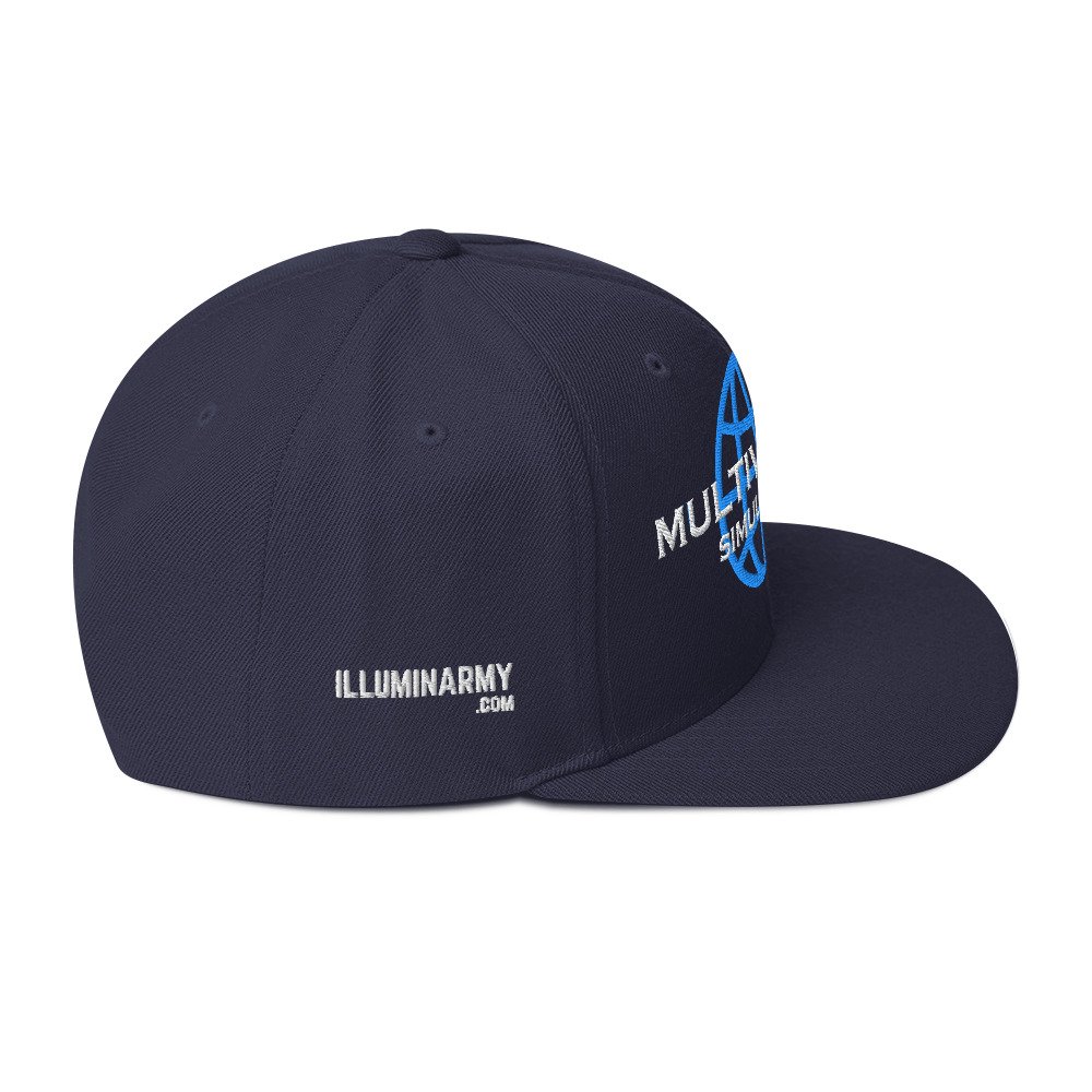 Multiversal Simulation Snapback Cap – Unisex Holographic Universe Clothes (White Text) - Image 36
