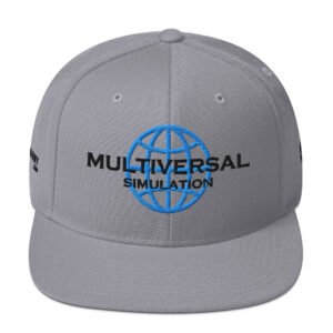 Multiversal Simulation Snapback Cap – Unisex Holographic Universe Clothes (Black Text)
