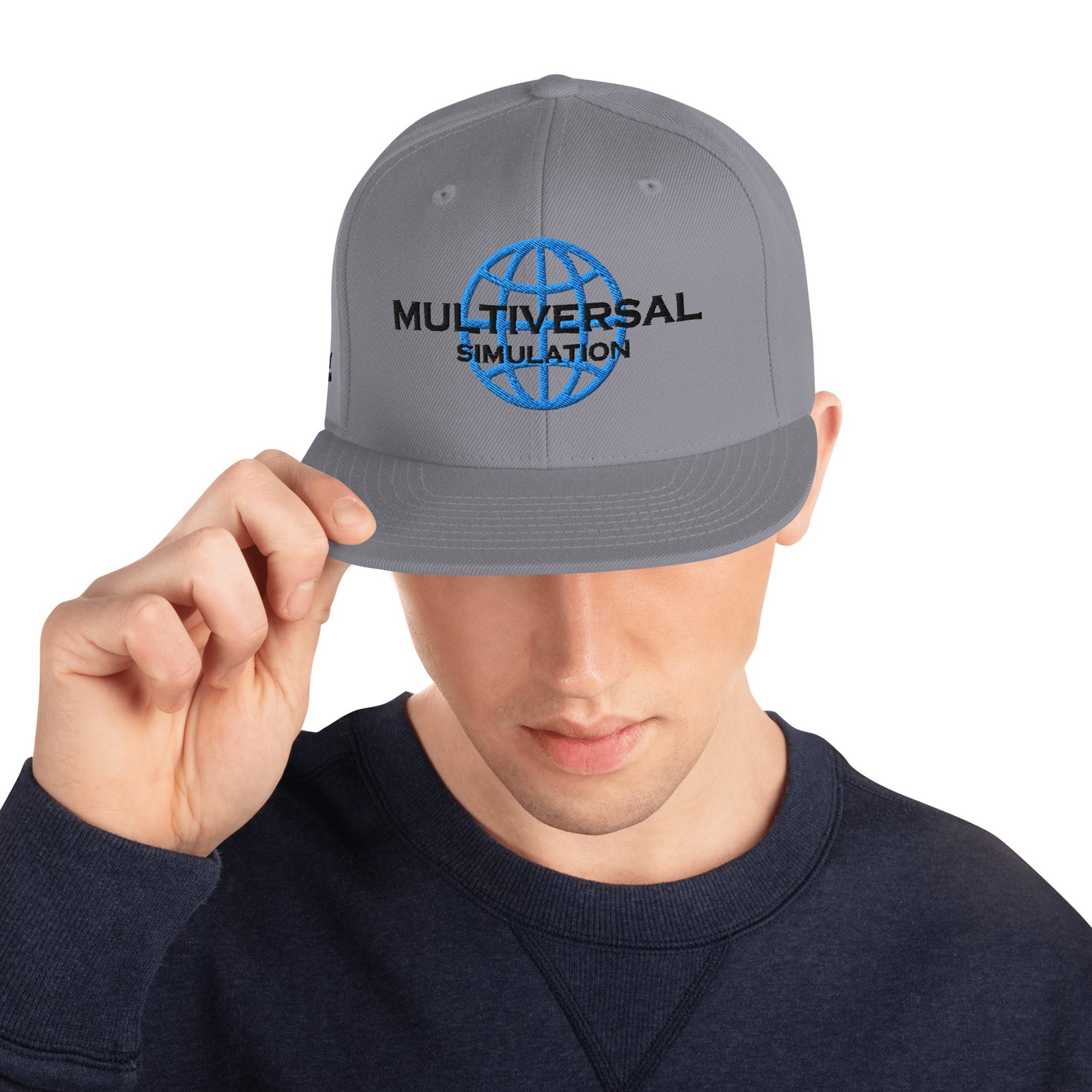 Multiversal Simulation Snapback Cap – Unisex Holographic Universe Clothes (Black Text) - Image 5