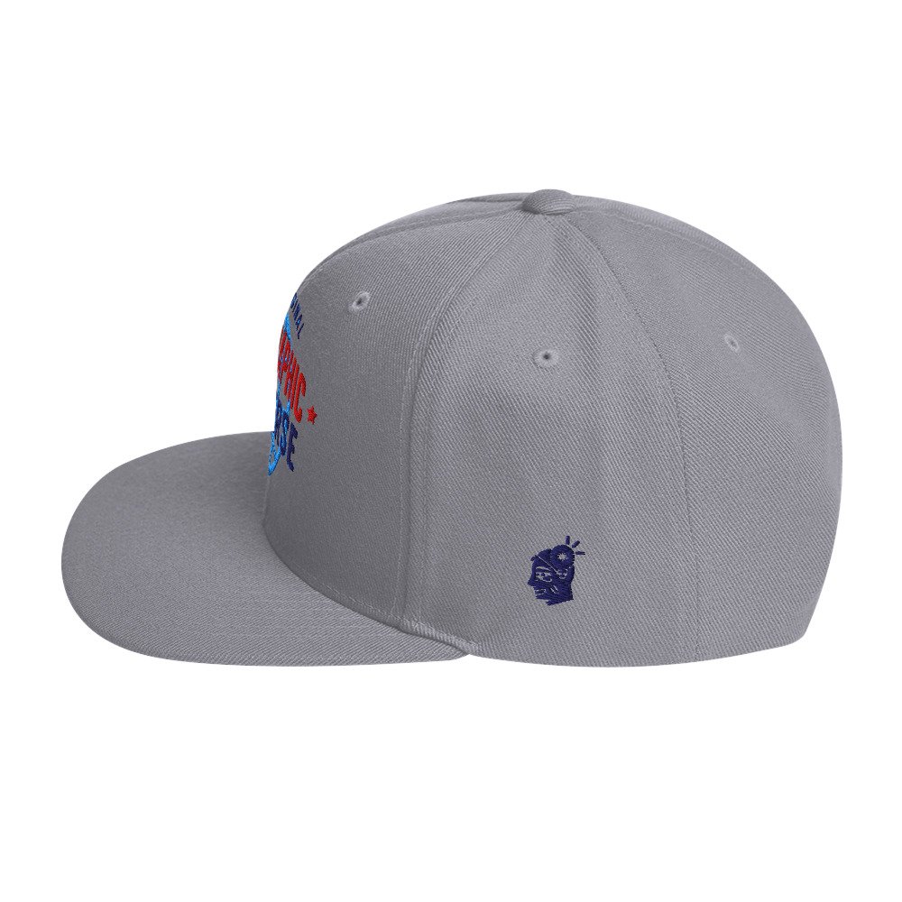 Holographic YOUniverse Snapback Cap – Holographic Universe Clothes Unisex (Navy Text) - Image 11