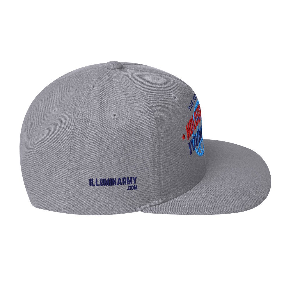 Holographic YOUniverse Snapback Cap – Holographic Universe Clothes Unisex (Navy Text) - Image 12