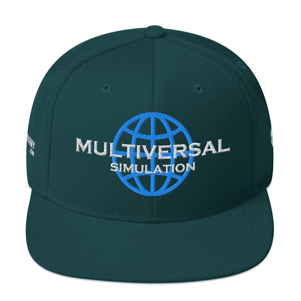 Multiversal Simulation Snapback Cap – Unisex Holographic Universe Clothes (White Text) - Image 41