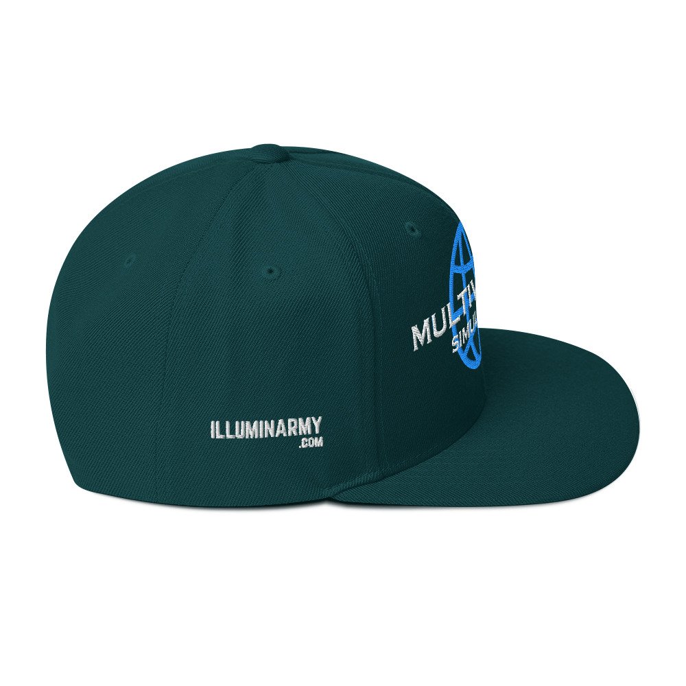 Multiversal Simulation Snapback Cap – Unisex Holographic Universe Clothes (White Text) - Image 44