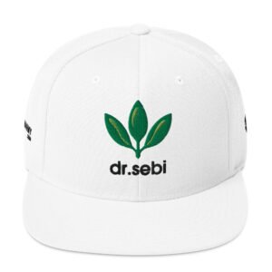 Dr. Sebi Snapback Cap – Inspirational Unisex Hat | Herbalist Clothes (Black Text)