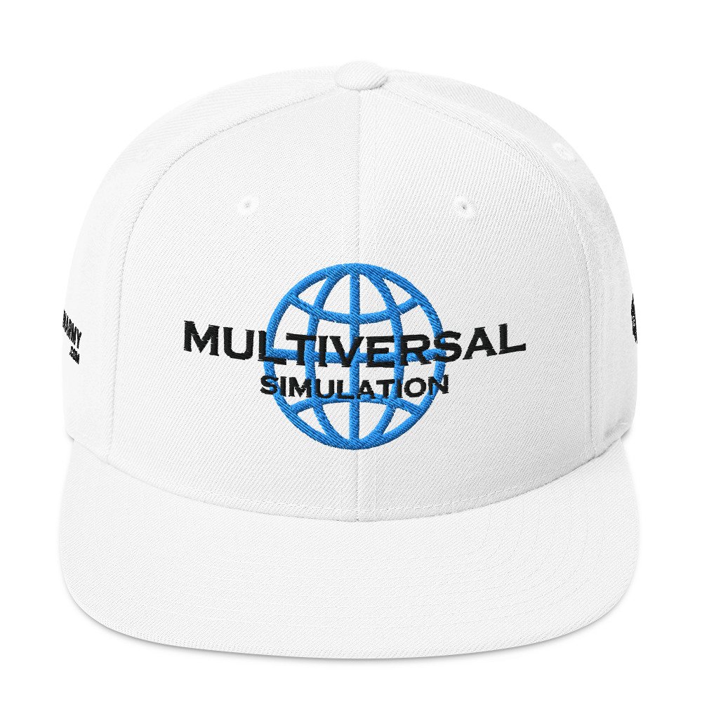 Multiversal Simulation Snapback Cap – Unisex Holographic Universe Clothes (Black Text) - Image 29