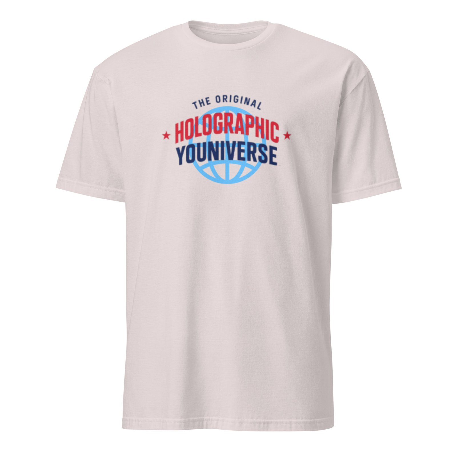Holographic YOUniverse T-Shirt – Unisex 100% Cotton Holographic Universe Tee (Navy Text) - Image 11