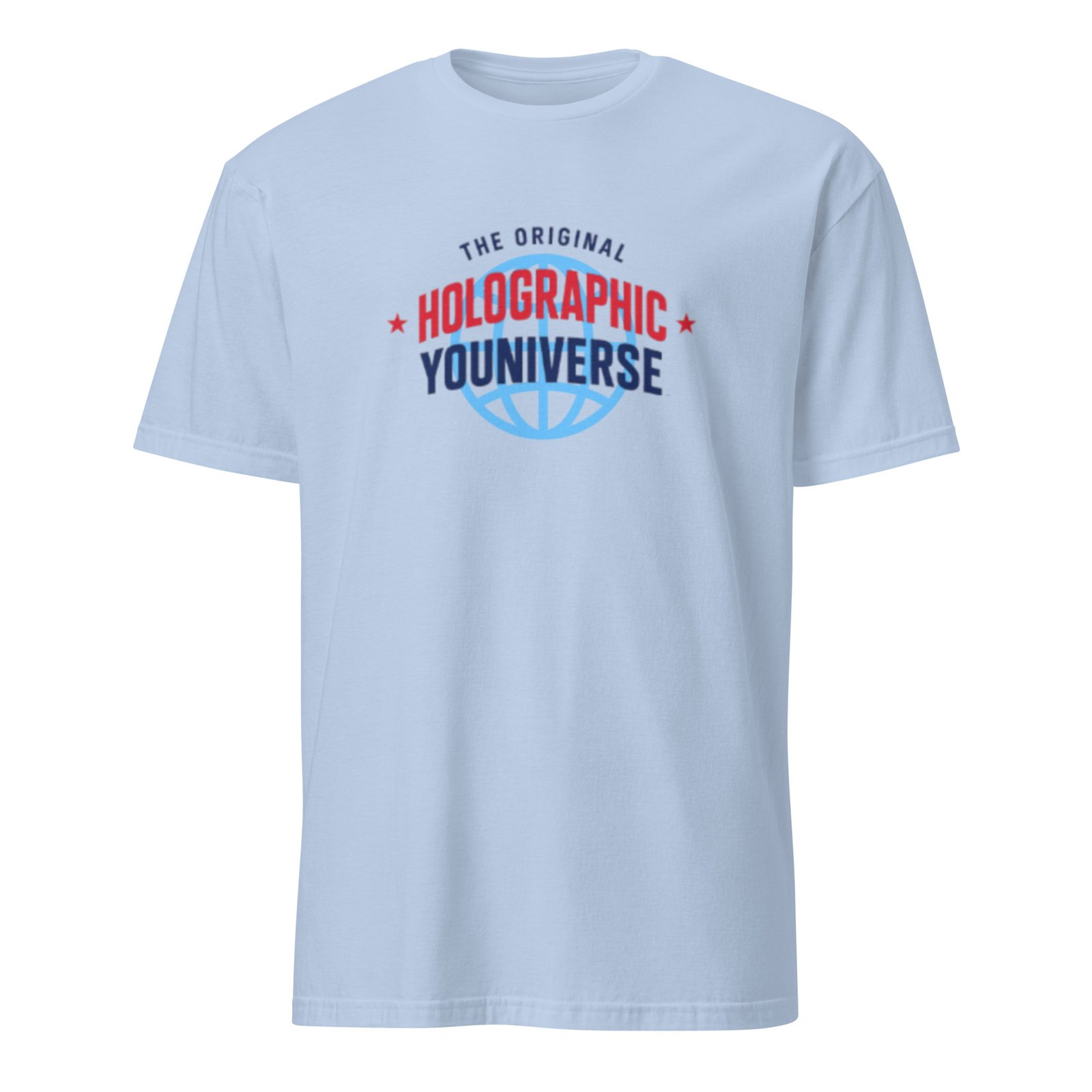 Holographic YOUniverse T-Shirt – Unisex 100% Cotton Holographic Universe Tee (Navy Text) - Image 17