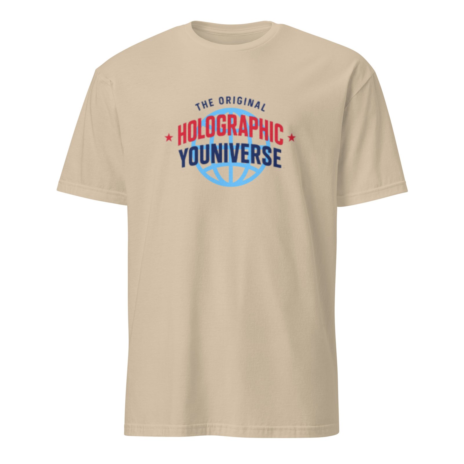 Holographic YOUniverse T-Shirt – Unisex 100% Cotton Holographic Universe Tee (Navy Text) - Image 13