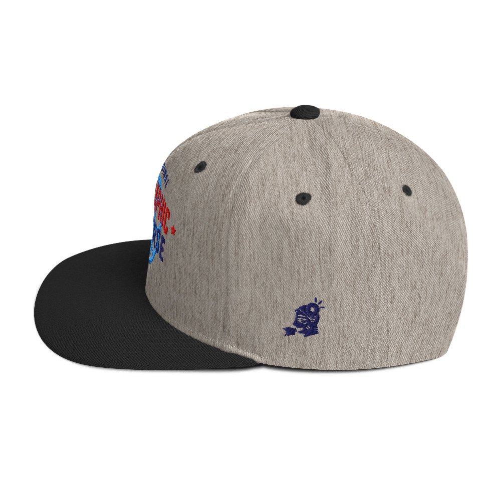 Holographic YOUniverse Snapback Cap – Holographic Universe Clothes Unisex (Navy Text) - Image 15
