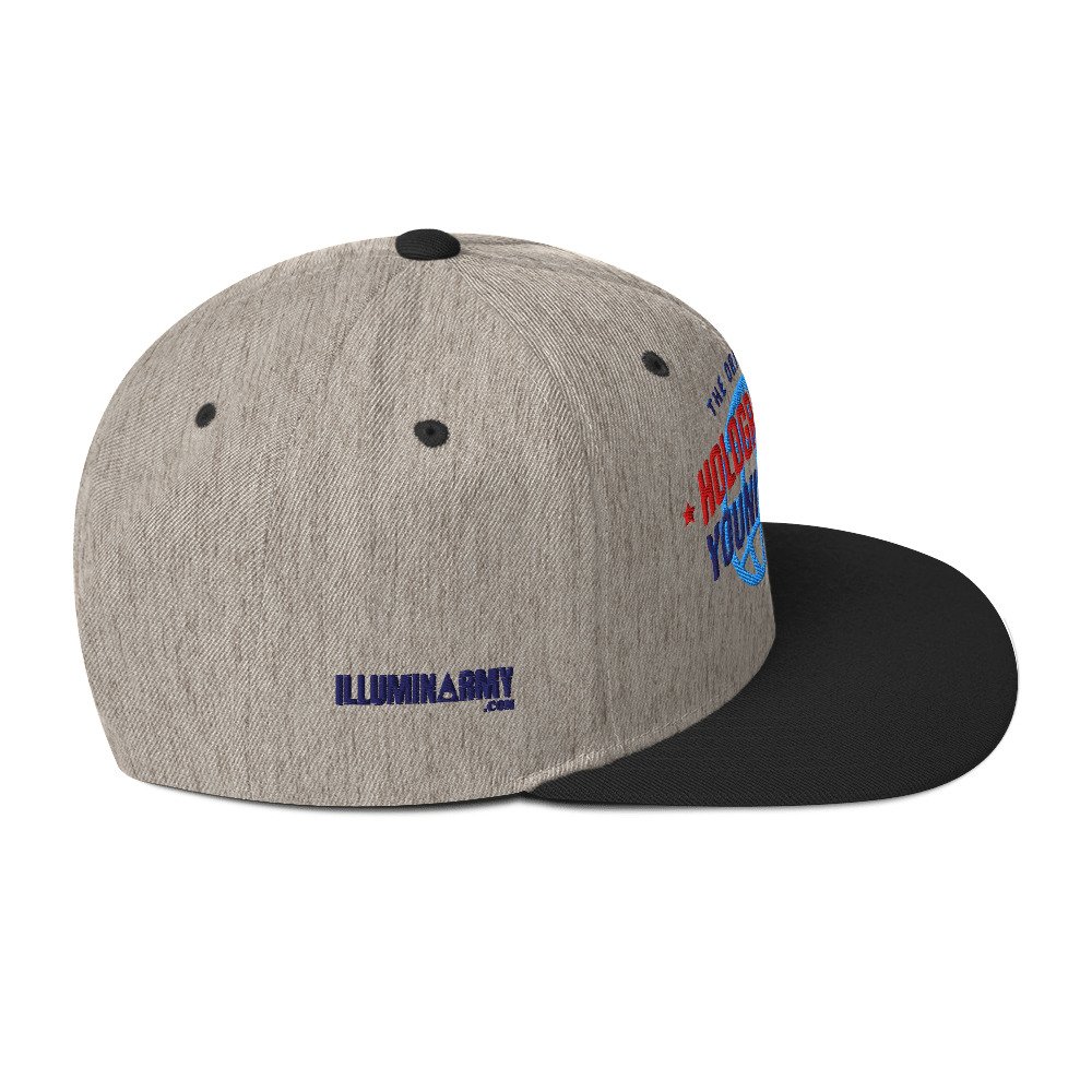 Holographic YOUniverse Snapback Cap – Holographic Universe Clothes Unisex (Navy Text) - Image 16