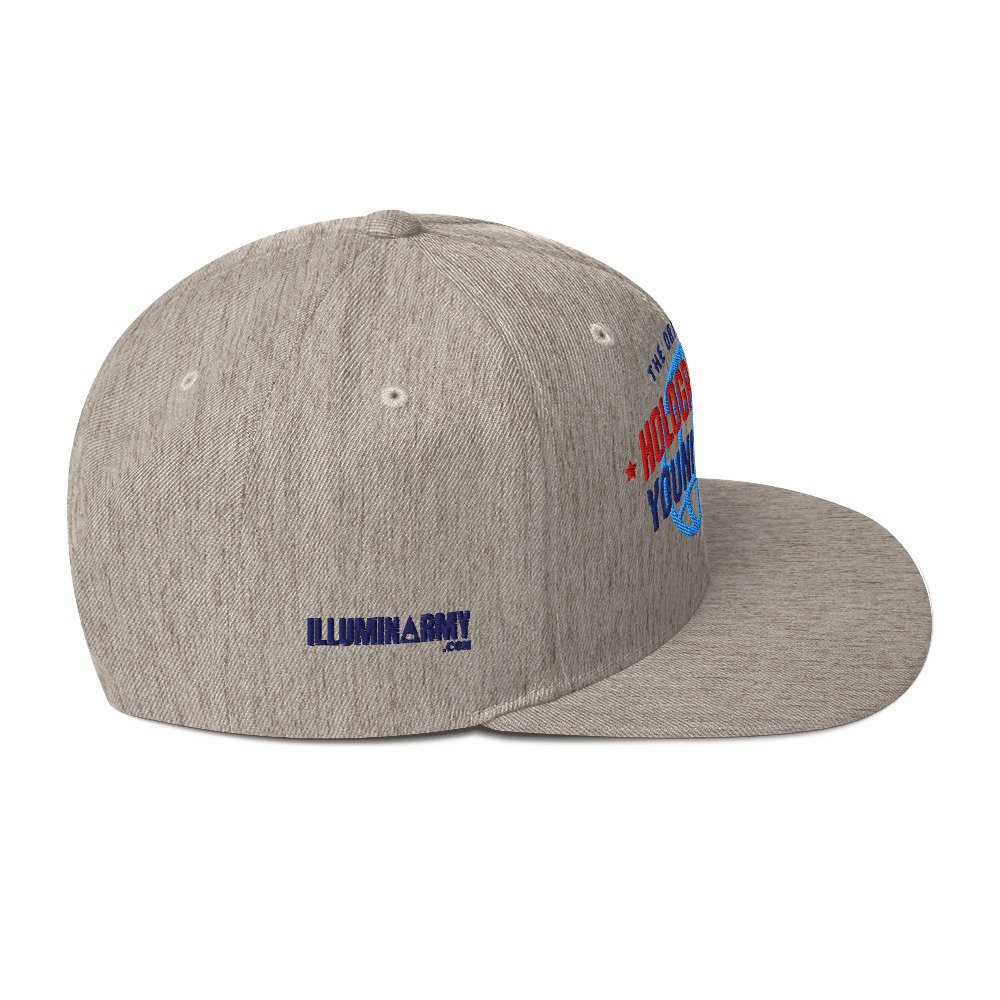 Holographic YOUniverse Snapback Cap – Holographic Universe Clothes Unisex (Navy Text) - Image 24