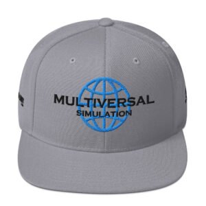 Multiversal Simulation Snapback Cap – Unisex Holographic Universe Clothes (Black Text)