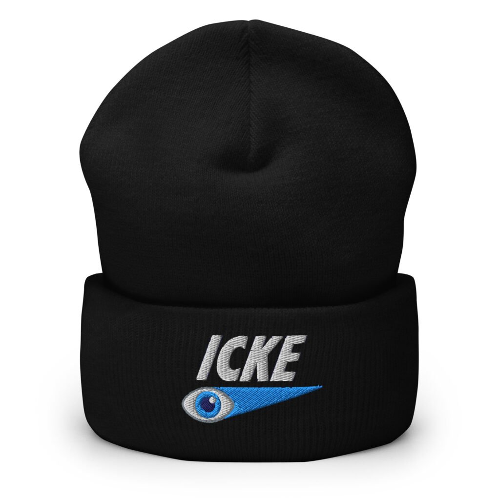 David Icke Hat – Inspirational Cuffed Beanie Unisex | Mind Expanding Activist Clothes (White Text)
