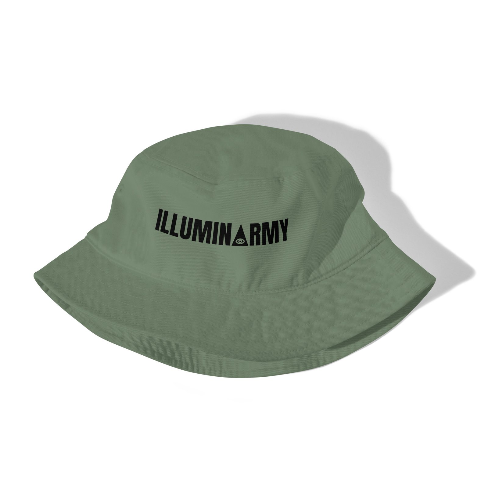 Illuminarmy Bucket Hat – Unisex Organic Pure Cotton Illuminati Summer Hat (Black Text) - Image 11