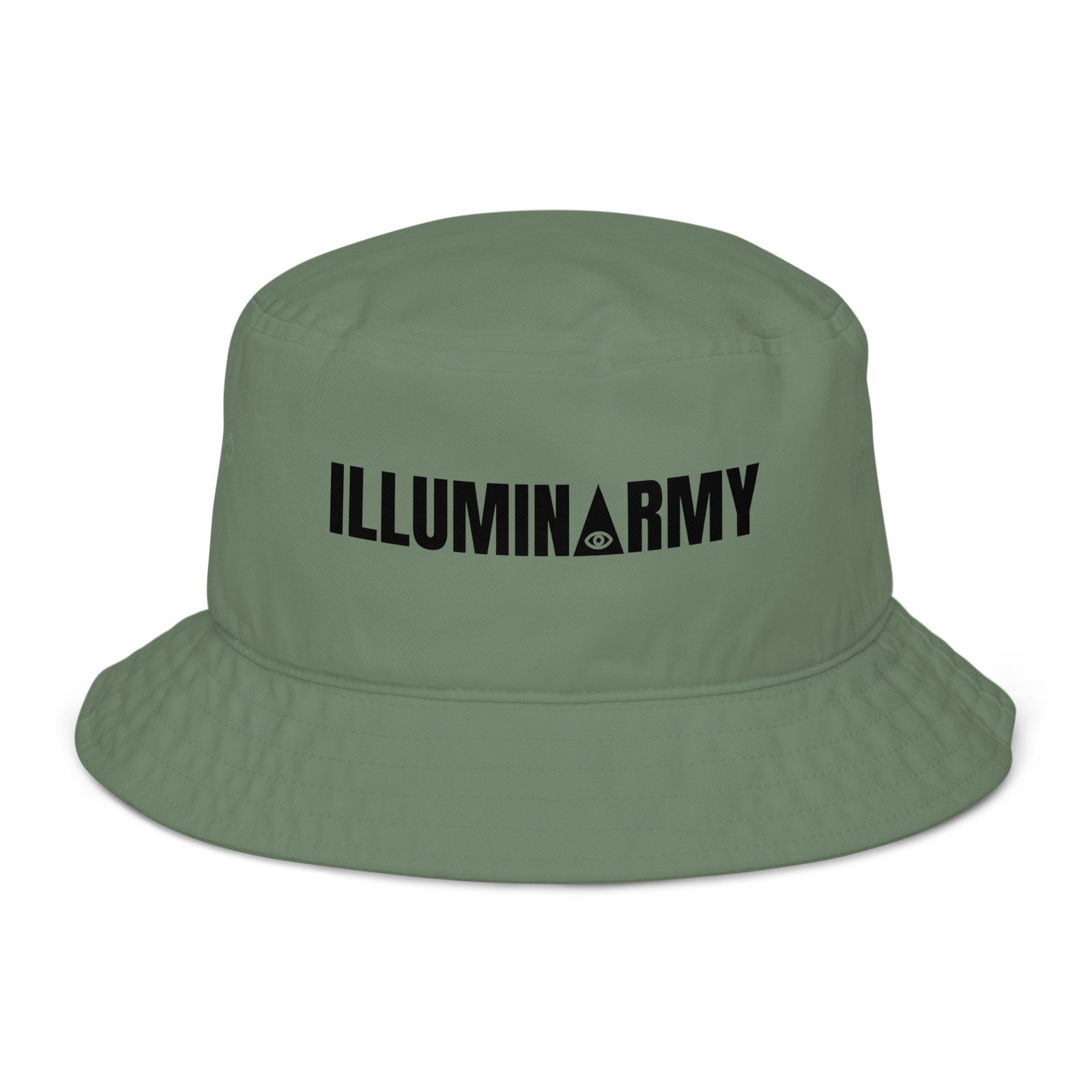 Illuminarmy Bucket Hat – Unisex Organic Pure Cotton Illuminati Summer Hat (Black Text) - Image 9