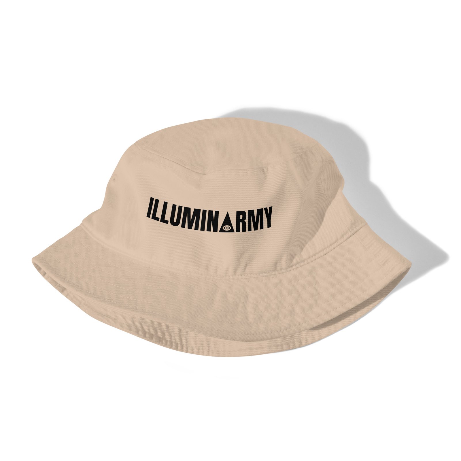 Illuminarmy Bucket Hat – Unisex Organic Pure Cotton Illuminati Summer Hat (Black Text) - Image 15