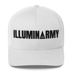 Illuminarmy Trucker Cap – Illuminati Hat Unisex | Inspirational Activist Clothes (Black Text)