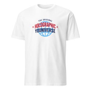 Holographic YOUniverse T-Shirt – Unisex 100% Cotton Holographic Universe Tee (Navy Text)