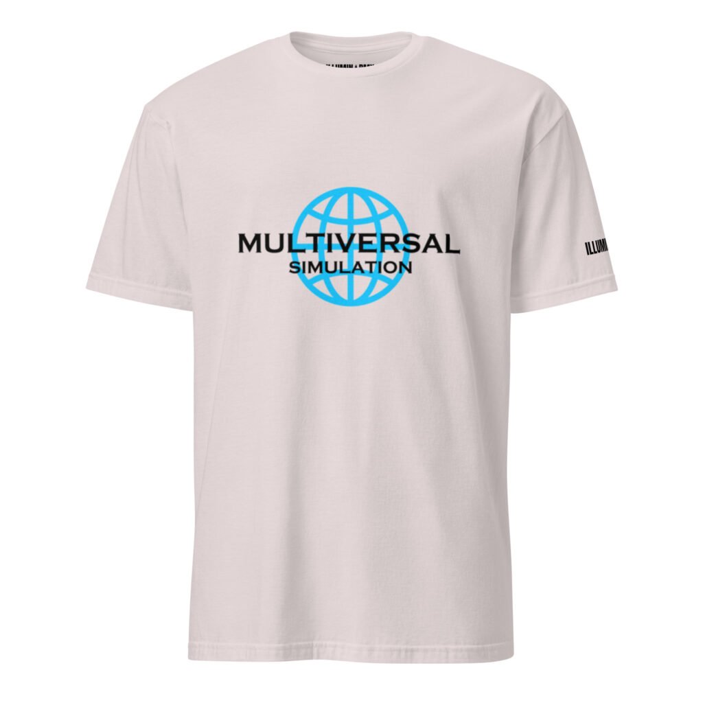 Multiversal Simulation T-Shirt – Unisex 100% Cotton Holographic Universe Tee (Black Text)