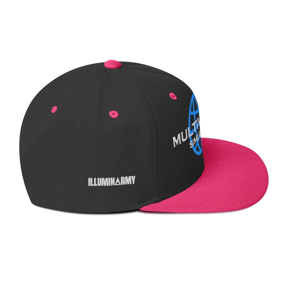 Multiversal Simulation Snapback Cap – Unisex Holographic Universe Clothes (White Text) - Image 24