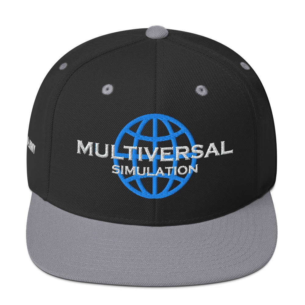 Multiversal Simulation Snapback Cap – Unisex Holographic Universe Clothes (White Text) - Image 25