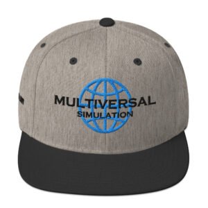 Multiversal Simulation Snapback Cap – Unisex Holographic Universe Clothes (Black Text)