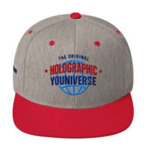 Holographic YOUniverse Snapback Cap – Holographic Universe Clothes Unisex (Navy Text)
