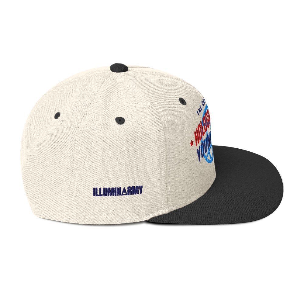 Holographic YOUniverse Snapback Cap – Holographic Universe Clothes Unisex (Navy Text) - Image 20