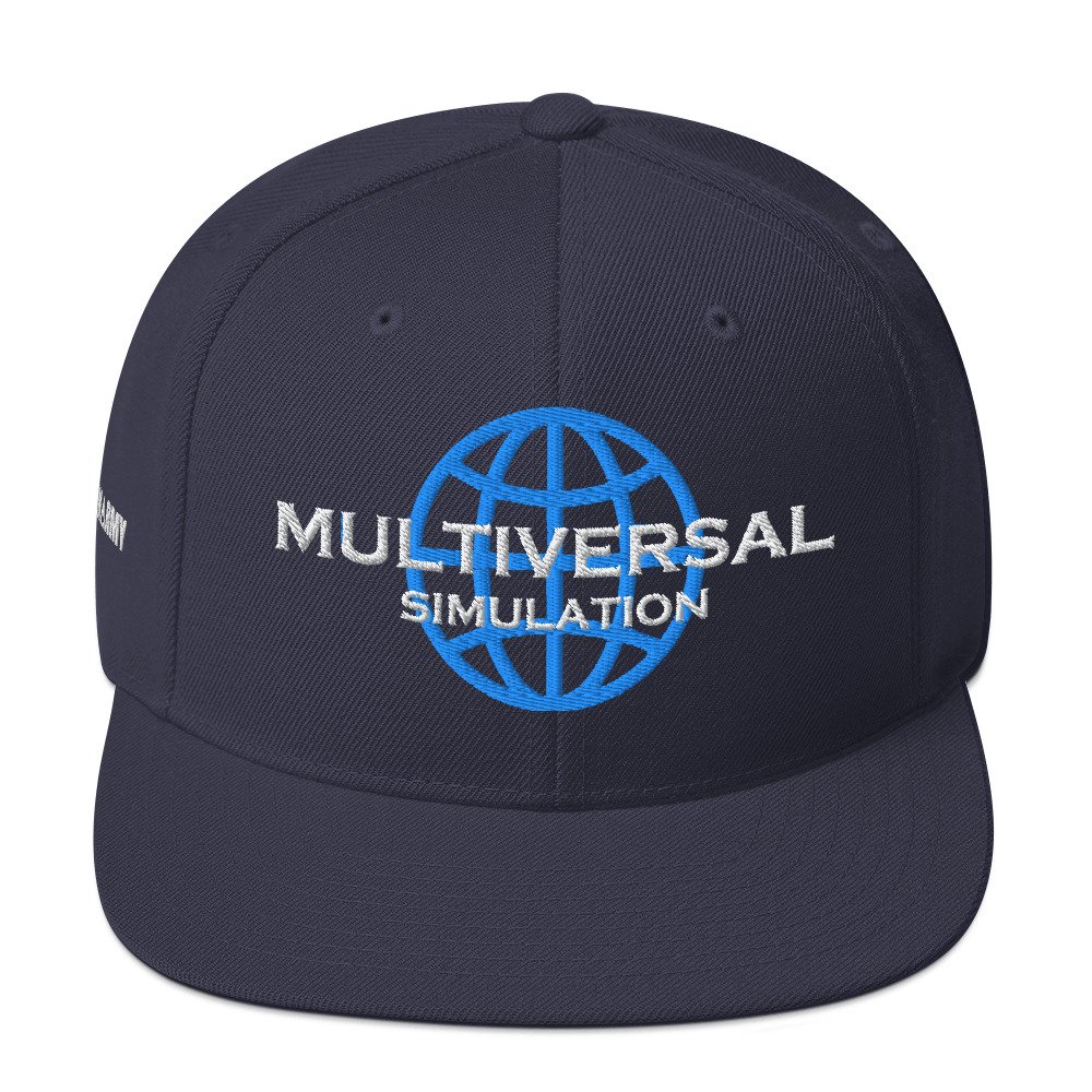 Multiversal Simulation Snapback Cap – Unisex Holographic Universe Clothes (White Text) - Image 41