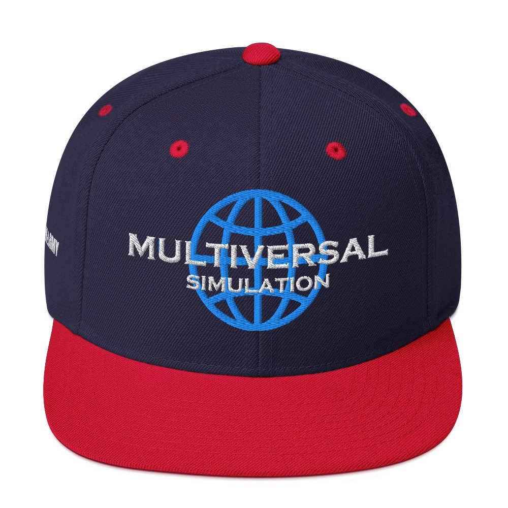 Multiversal Simulation Snapback Cap – Unisex Holographic Universe Clothes (White Text) - Image 17