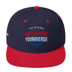 Holographic YOUniverse Snapback Cap – Holographic Universe Clothes Unisex (White Text)