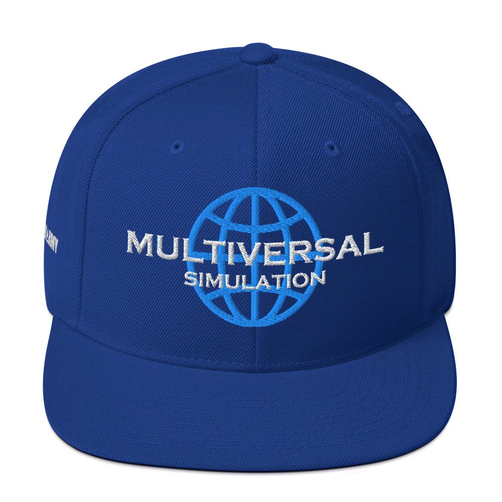 Multiversal Simulation Snapback Cap – Unisex Holographic Universe Clothes (White Text) - Image 33