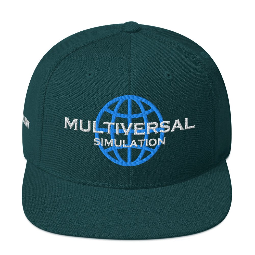 Multiversal Simulation Snapback Cap – Unisex Holographic Universe Clothes (White Text) - Image 49