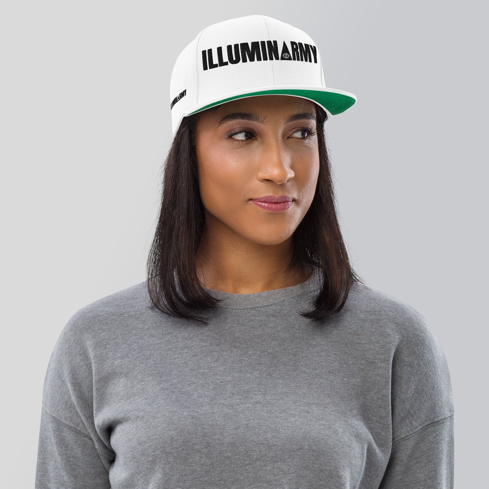 Illuminarmy Snapback Cap – Illuminati Hat Unisex | Inspirational Activist Clothes (Black Text) - Image 6