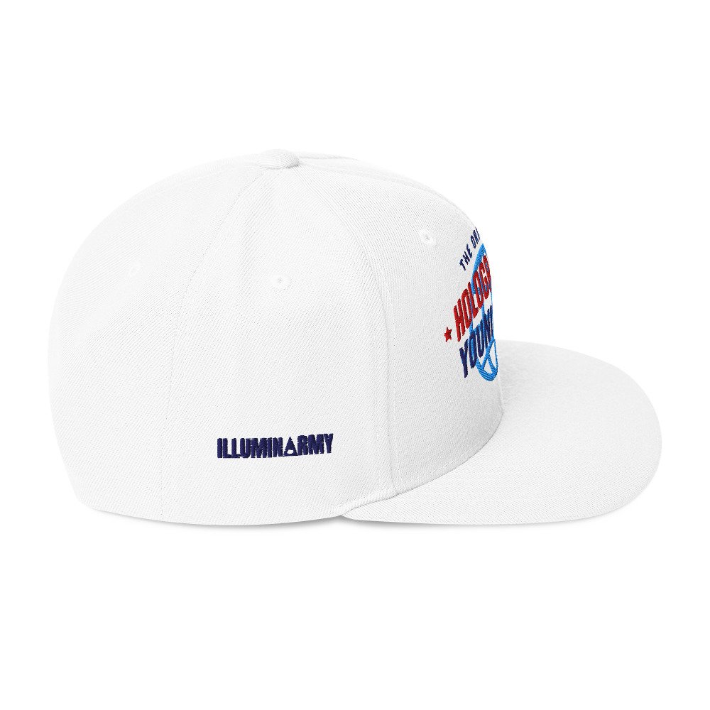 Holographic YOUniverse Snapback Cap – Holographic Universe Clothes Unisex (Navy Text) - Image 24