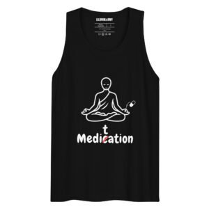 Meditation Tank Top – Unisex 100% Cotton Meditate Medication Vest | Spiritual Clothes (White Text)