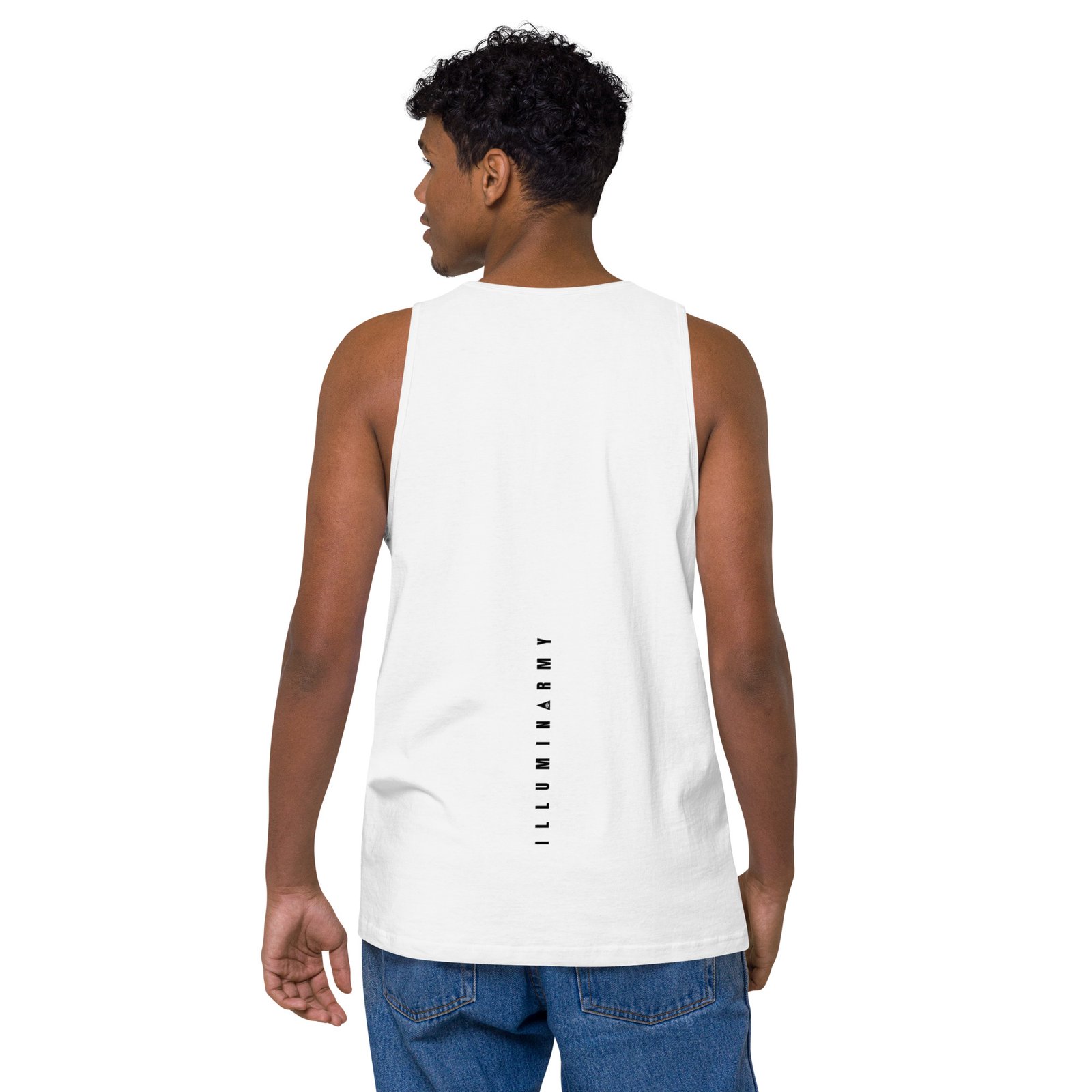 Illuminarmy Tank Top – Unisex 100% Cotton Illuminati Vest | Inspirational Activist Clothes (Black Text) - Image 6
