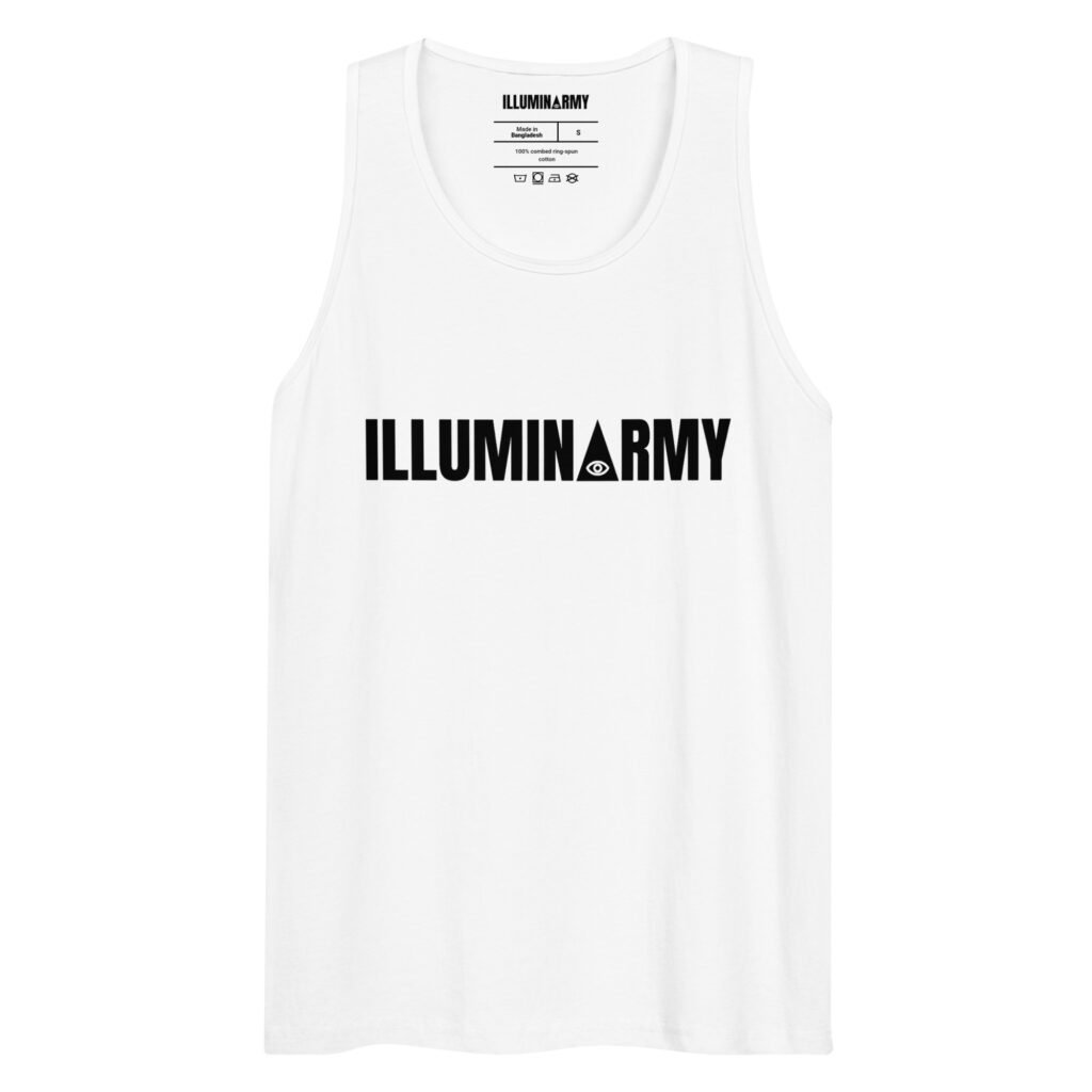 Illuminarmy Tank Top – Unisex 100% Cotton Illuminati Vest | Inspirational Activist Clothes (Black Text)