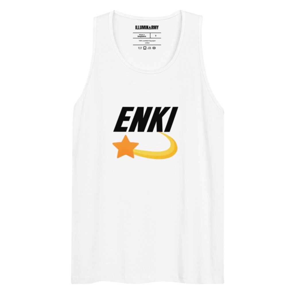 Enki Tank Top – Unisex 100% Cotton Vest | Mind Expanding Ancient Activist Clothes (Black Text)